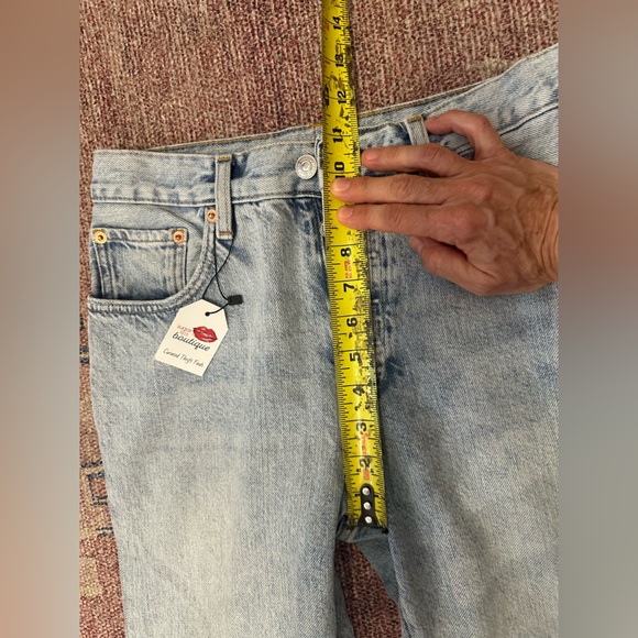 MNG by Mango high waist straight leg crop jeans light wash size 6 frayed hem - Picture 10 of 12